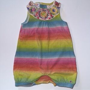 VTG Truly Scrumptious by Heidi Klum Rainbow Romper  Embroidered Collar Size 9MOS